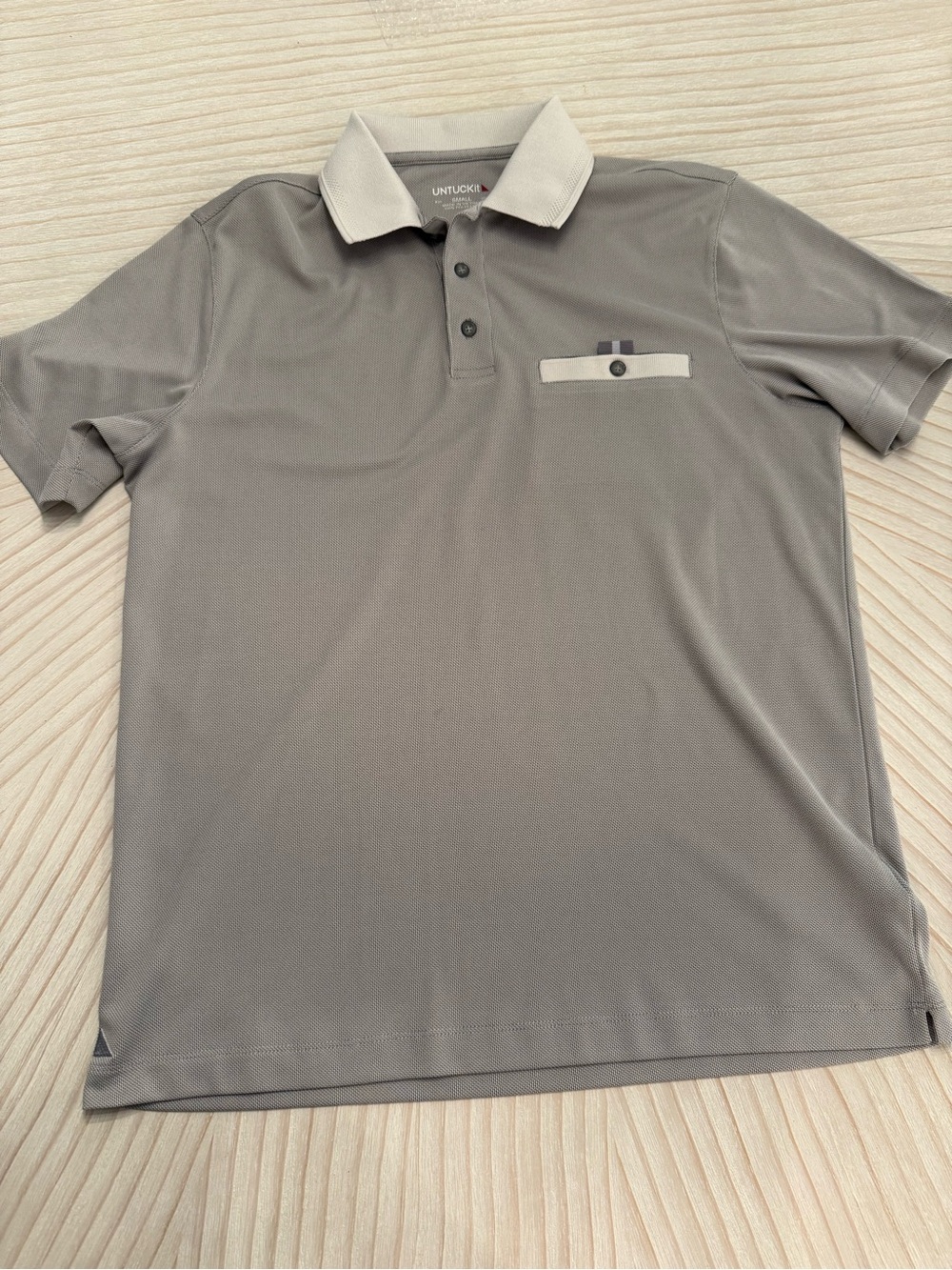 UNTUCKit Men's Taupe Polo with Cream Contrast Collar